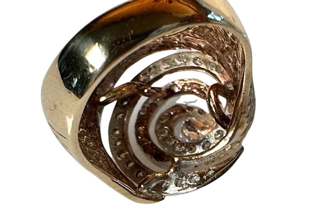 14K YG Gold & Diamond Swirl Ring - image 6
