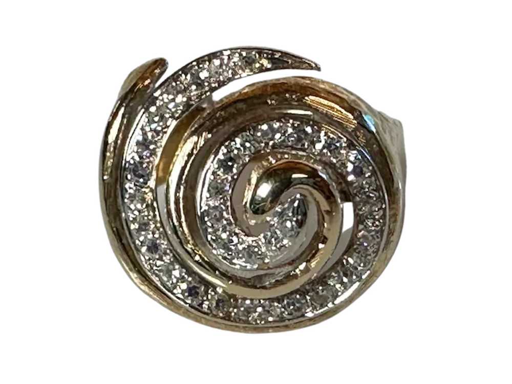 14K YG Gold & Diamond Swirl Ring - image 7
