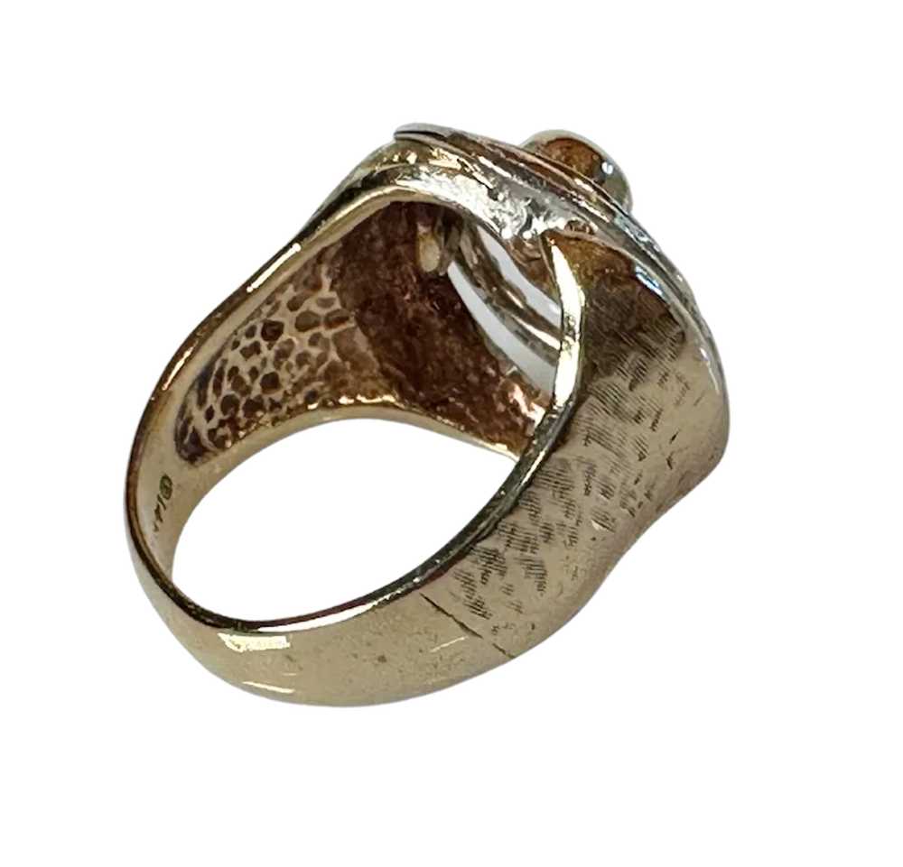14K YG Gold & Diamond Swirl Ring - image 8