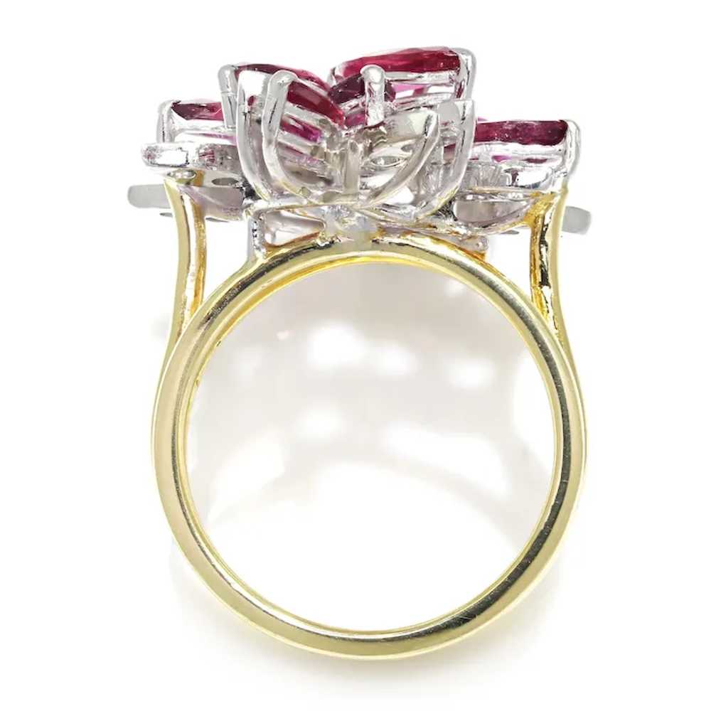 Marquise Ruby Cocktail Ring with Diamonds 18K Gol… - image 6