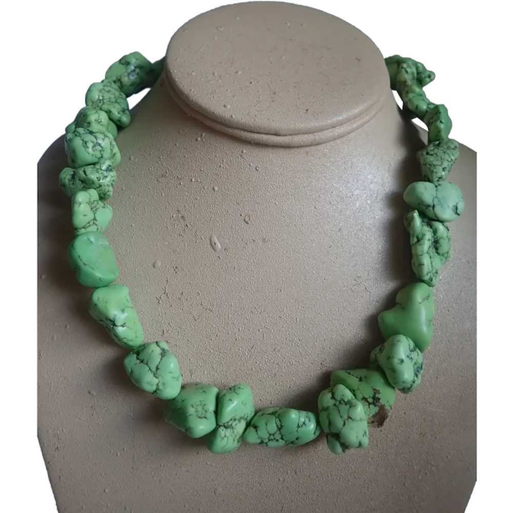 Chunky Dyed Howlite Nugget Necklace 18" - image 1