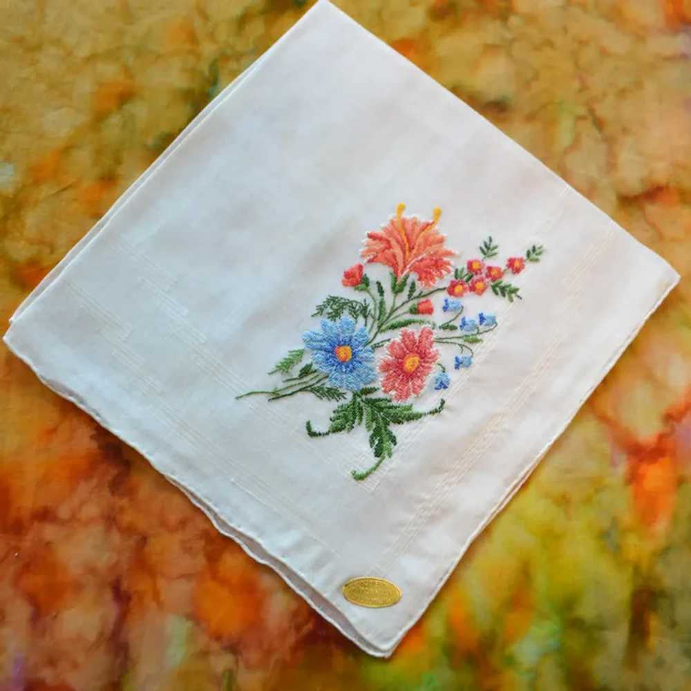 Set of 3 Swiss Cotton Flower Embroidered Handkerc… - image 4