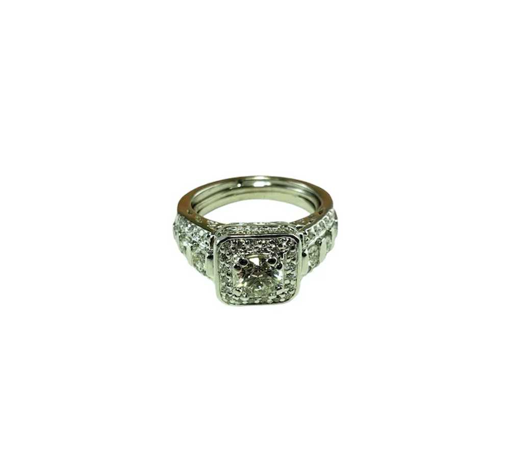 Vintage Platinum Diamond Halo Engagement Ring Siz… - image 2