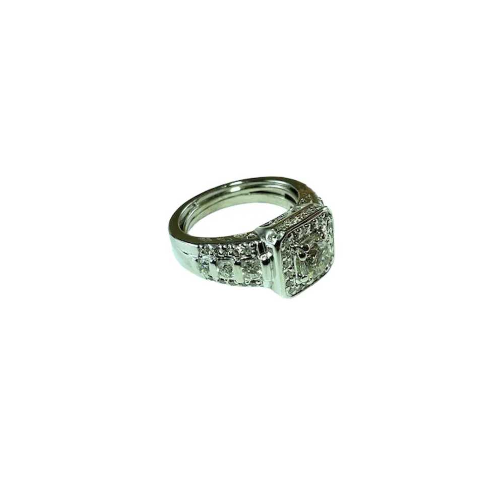 Vintage Platinum Diamond Halo Engagement Ring Siz… - image 4