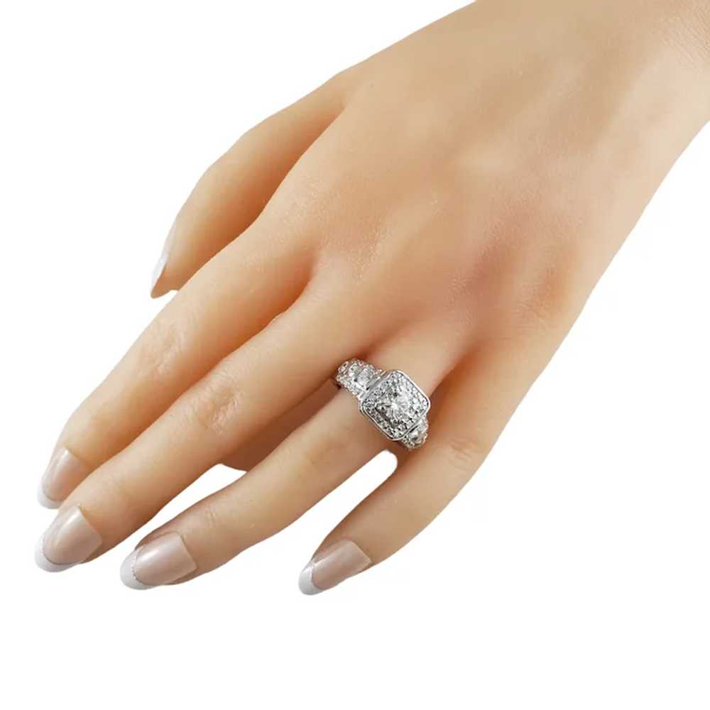 Vintage Platinum Diamond Halo Engagement Ring Siz… - image 6