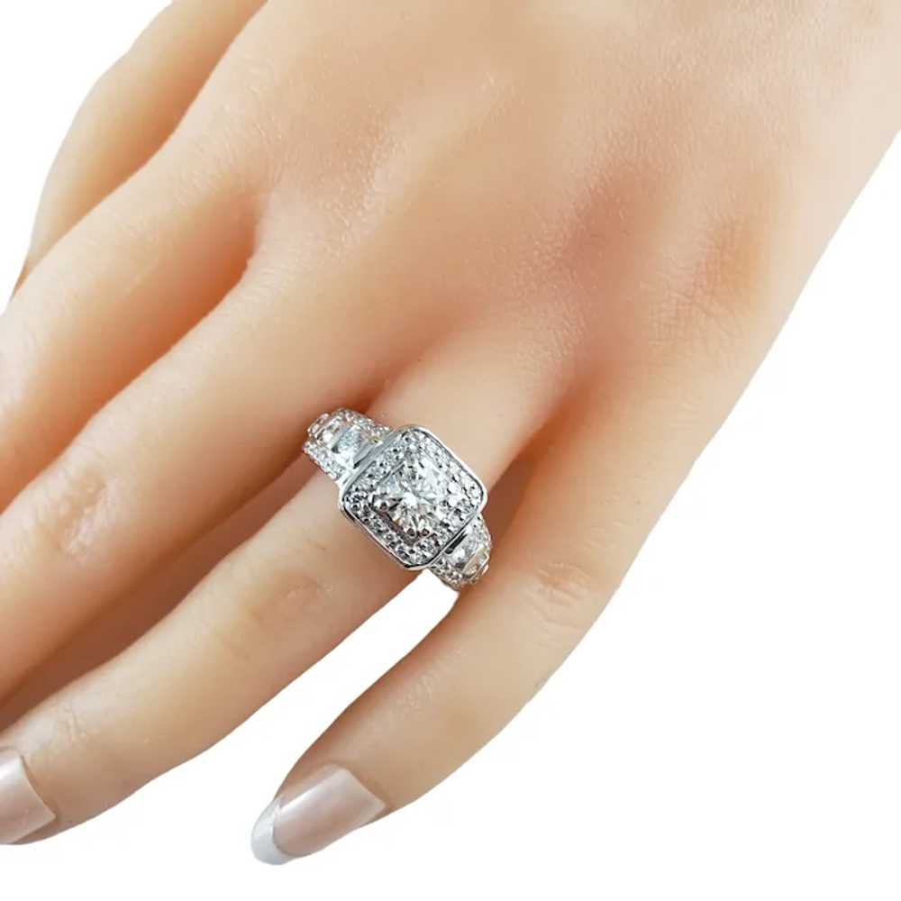 Vintage Platinum Diamond Halo Engagement Ring Siz… - image 7