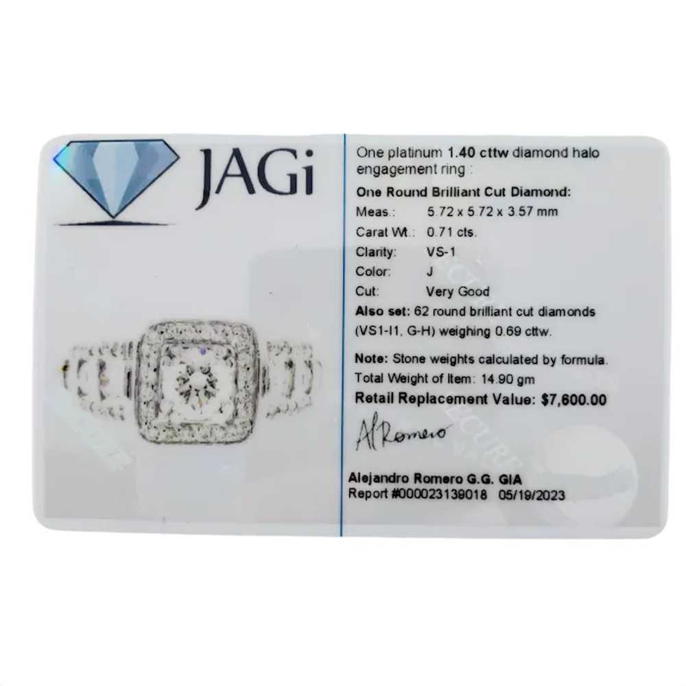 Vintage Platinum Diamond Halo Engagement Ring Siz… - image 8