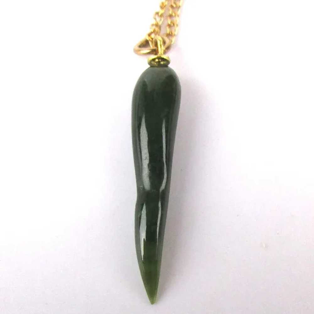 GENTS 12k Gold Filled Jade Horn Pendant Necklace … - image 2