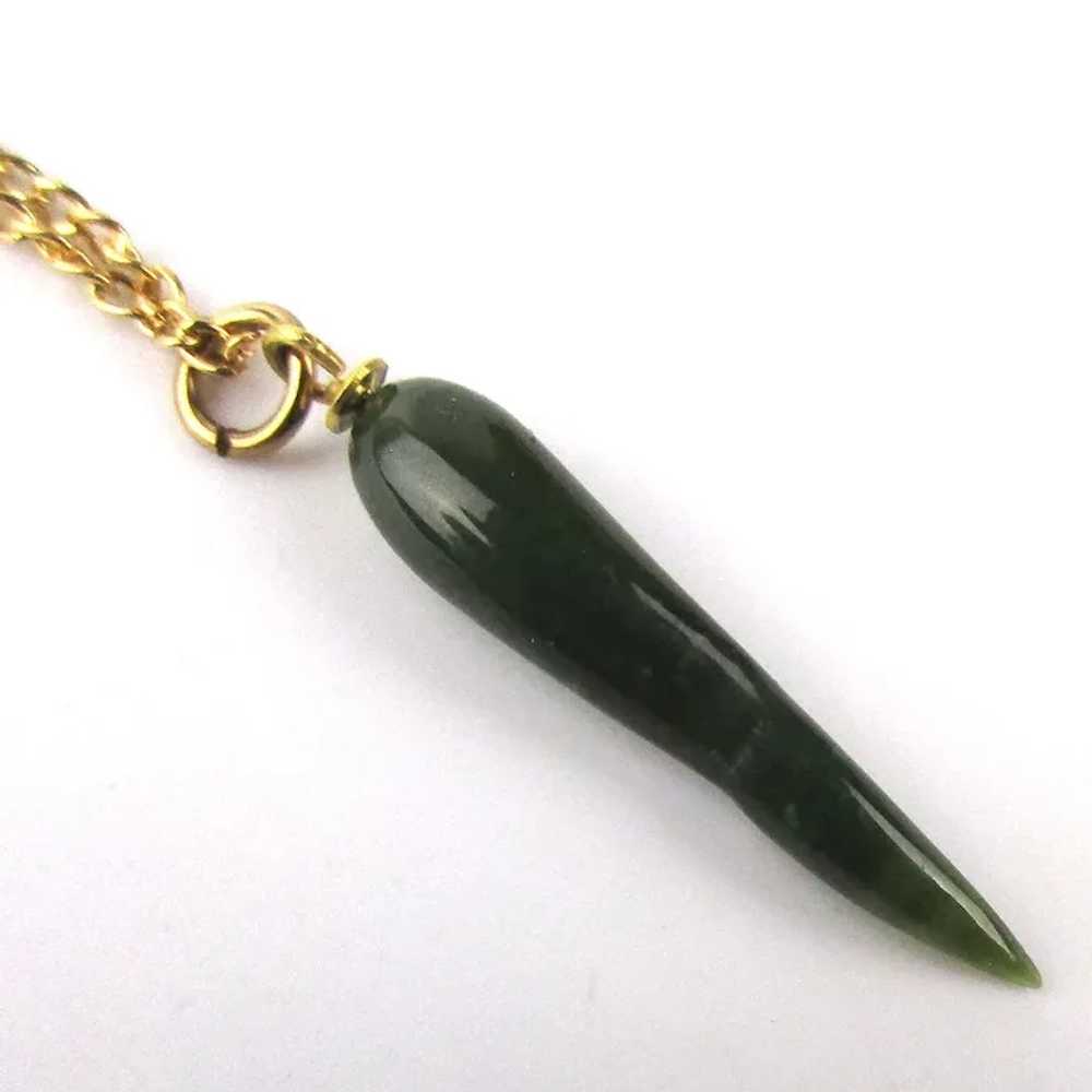 GENTS 12k Gold Filled Jade Horn Pendant Necklace … - image 3
