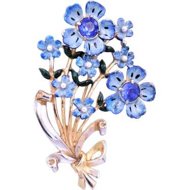 Brooch Pin Signed Coro 1940s Flower Bouquet