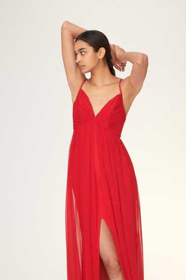 Silk Chiffon Crimson Dress