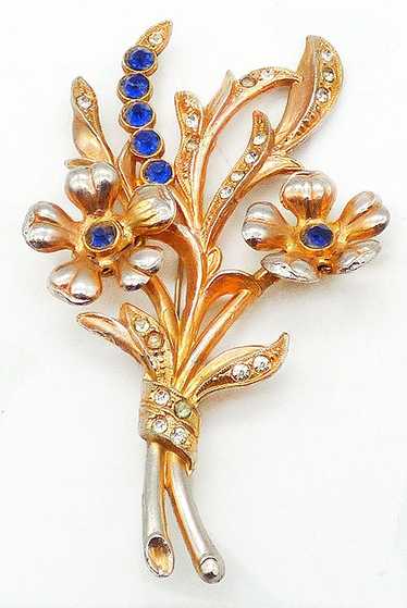 Gold Tone Retro Floral Bouquet Brooch