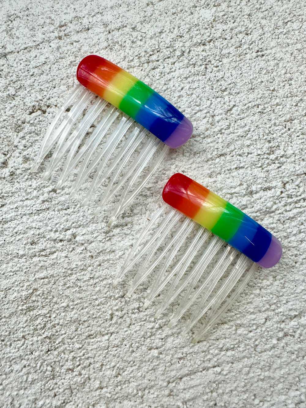 80's Set of 2 Rainbow Hair Combs - image 1