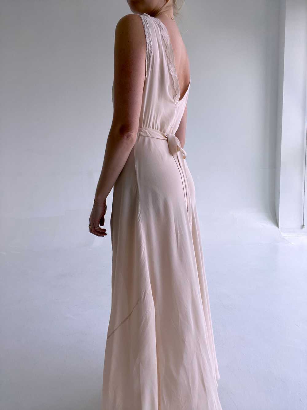 1930's Dusty Pale Pink Silk Chiffon Slip Dress wi… - image 6