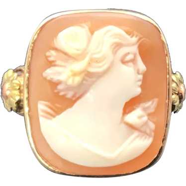 Antique 10K & Carved Shell Cameo Ring - image 1