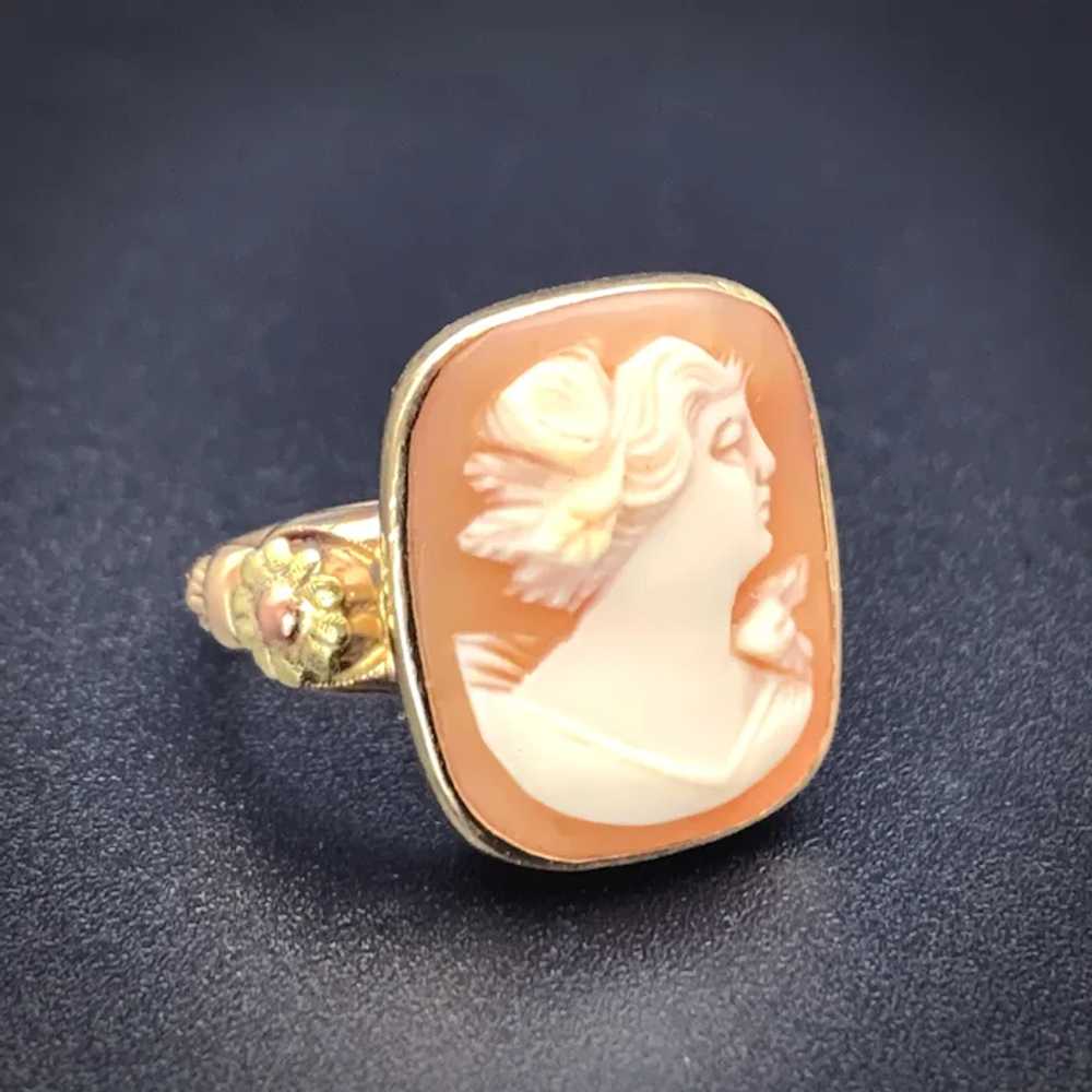 Antique 10K & Carved Shell Cameo Ring - image 2