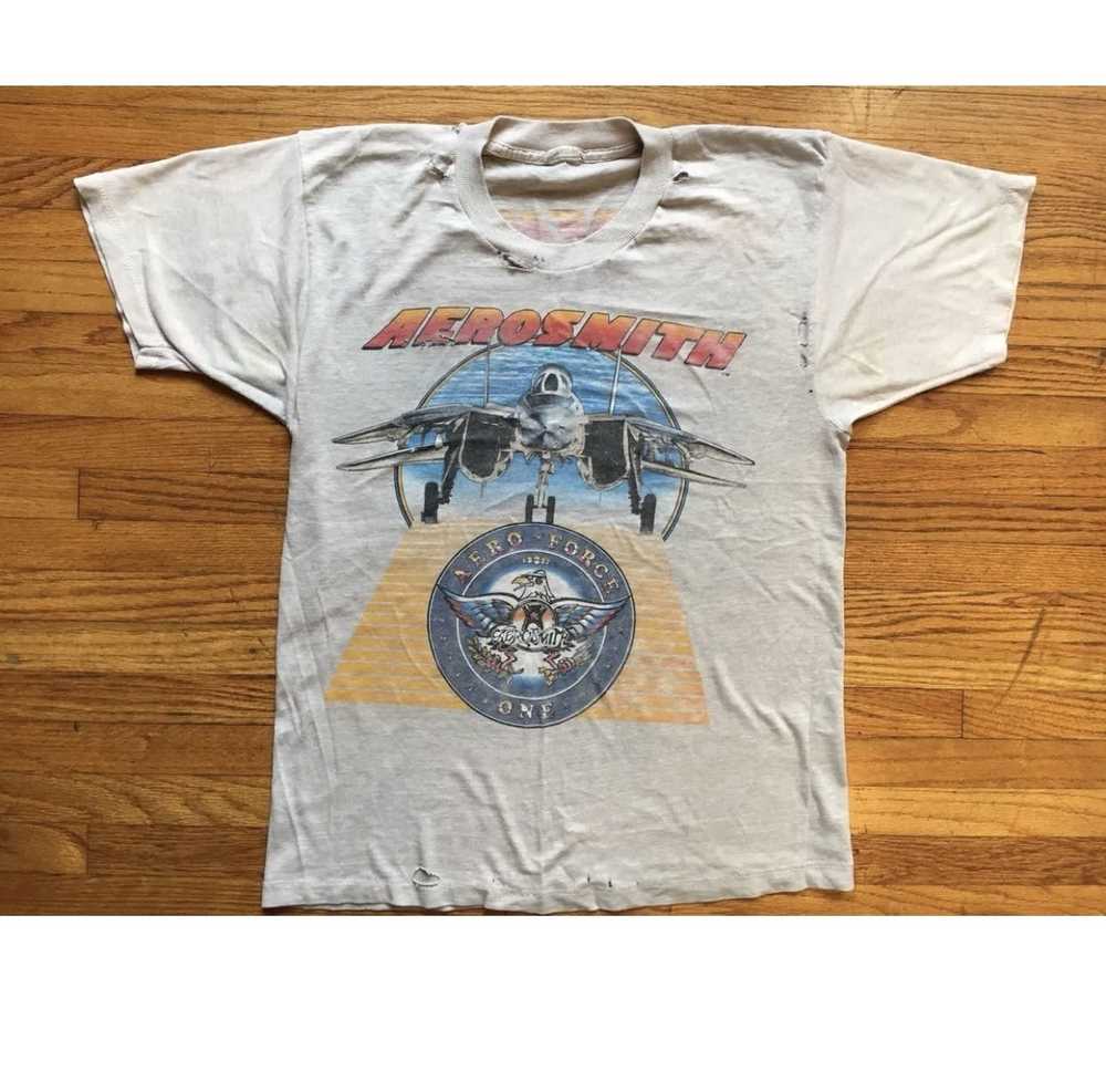 Aerosmith × Vintage Aero Force Tour 1986 worn tee - image 1