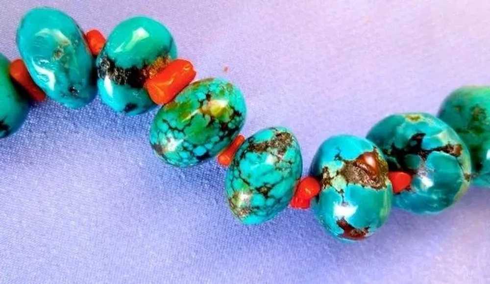 Exceptional, Bold Turquoise, Coral & Sterling 22-… - image 2