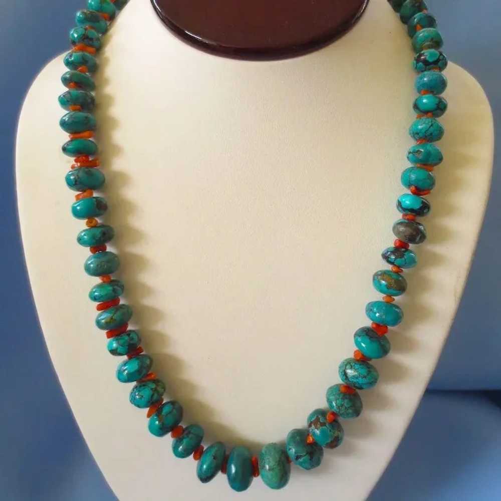 Exceptional, Bold Turquoise, Coral & Sterling 22-… - image 4