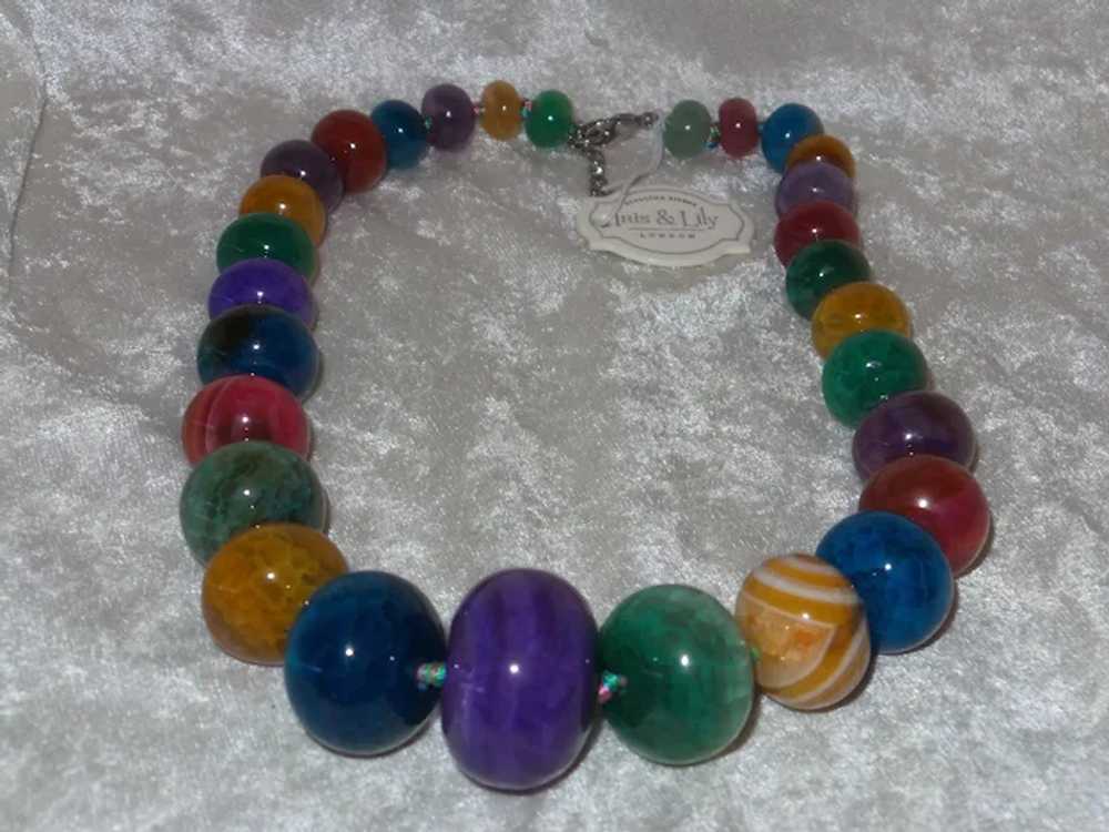 Signed Iris & Lily London Agate Necklace - image 7