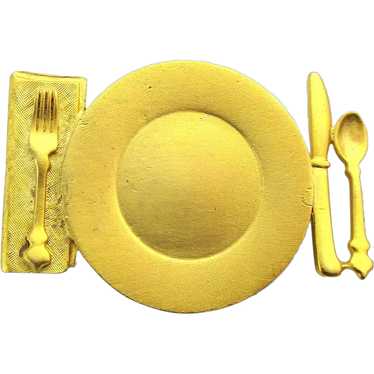 JJ Jonette Jewelry Pin - Your Dinner Plate Settin… - image 1
