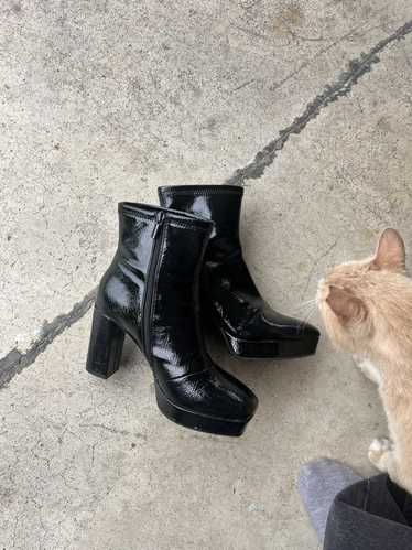 Vintage Black platform heeled boots