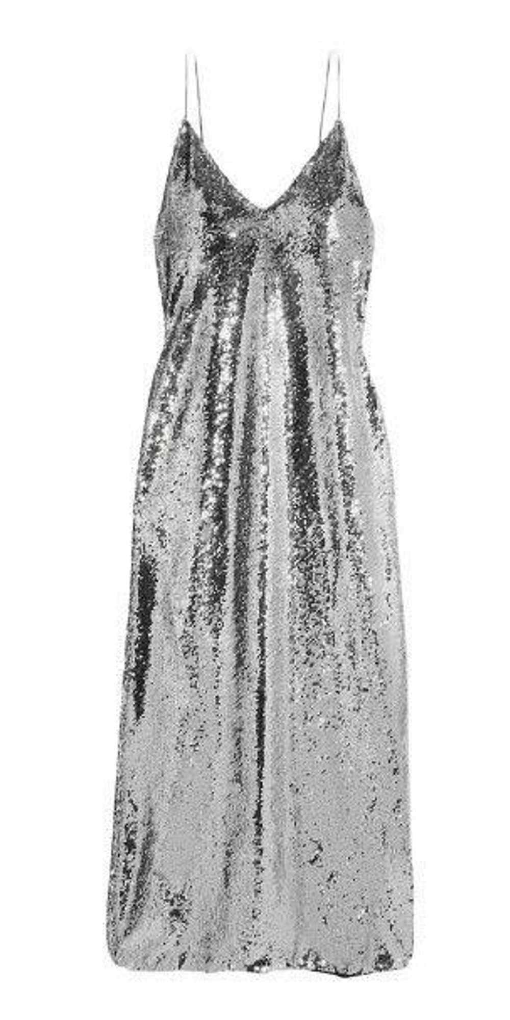 Stella McCartney Silver Sequin Midi Slip Dress - image 1