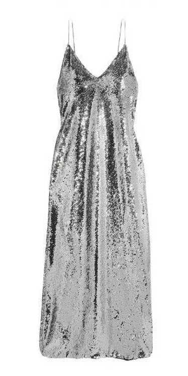 Stella McCartney Silver Sequin Midi Slip Dress - image 1