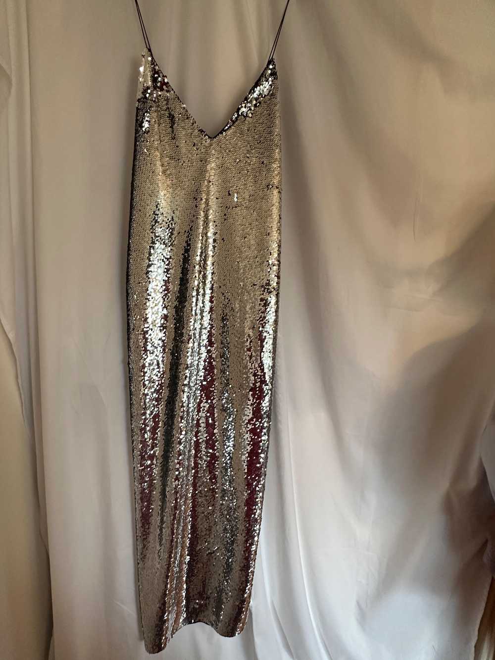Stella McCartney Silver Sequin Midi Slip Dress - image 2