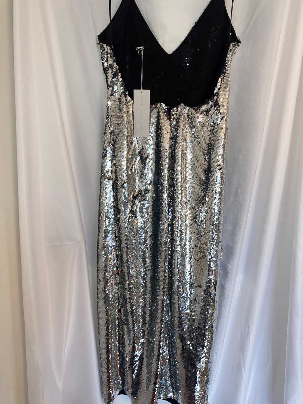 Stella McCartney Silver Sequin Midi Slip Dress - image 3