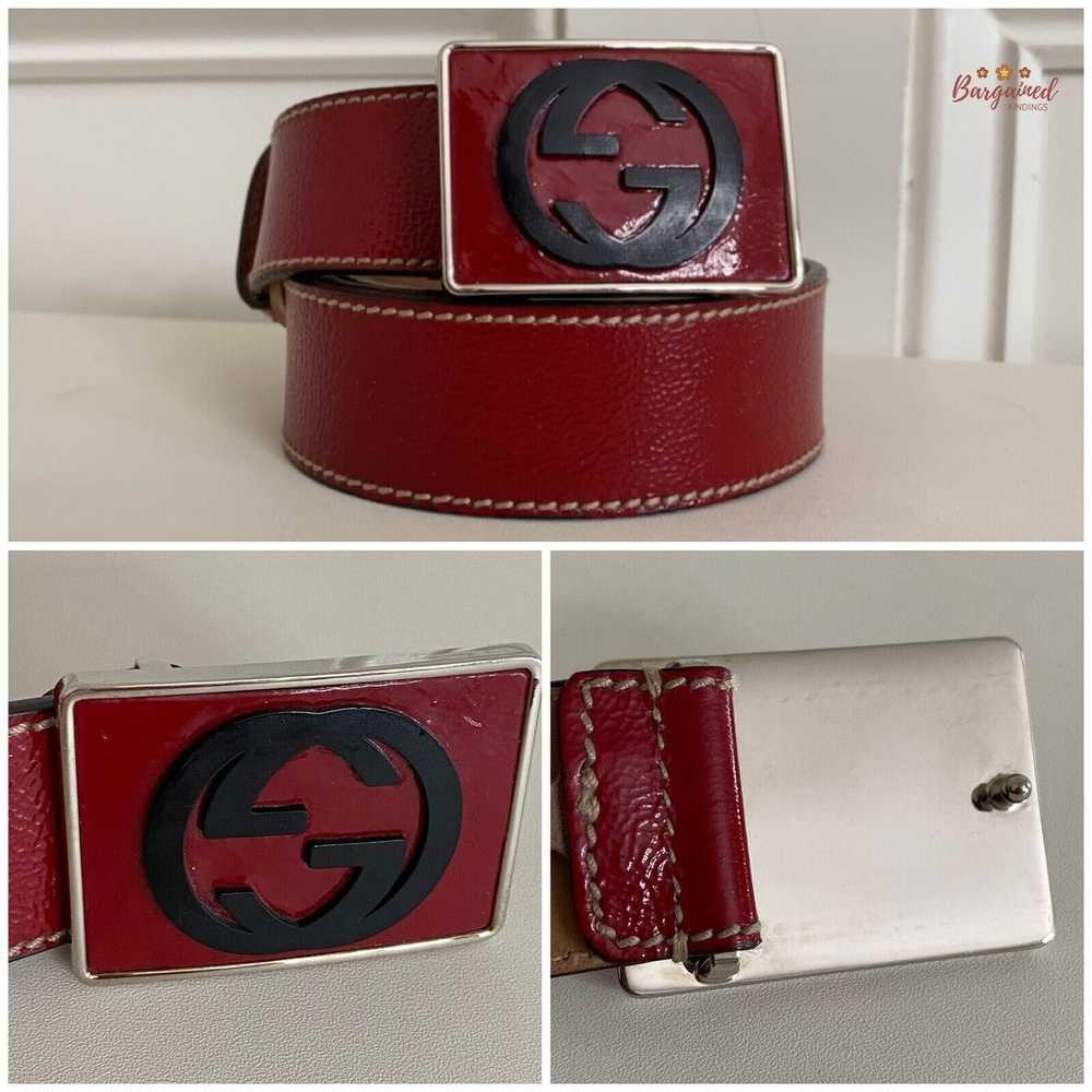 Gucci GUCCI Red Patent Leather Interlocking G Pla… - image 2
