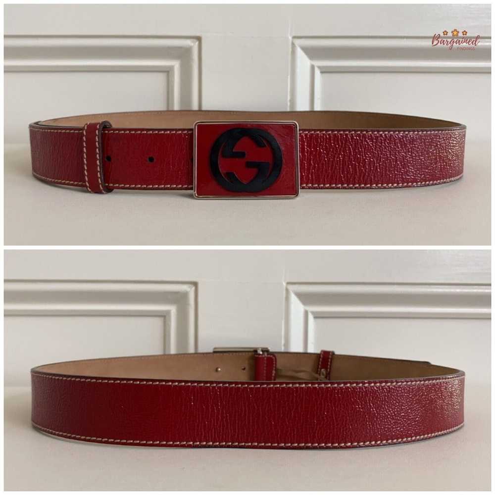 Gucci GUCCI Red Patent Leather Interlocking G Pla… - image 4