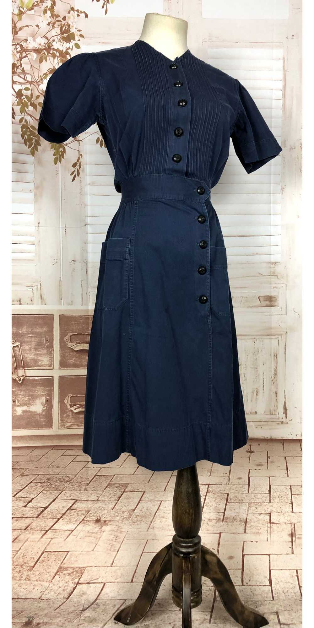 Super Rare Original 1930s Vintage Navy Blue Denim… - image 4
