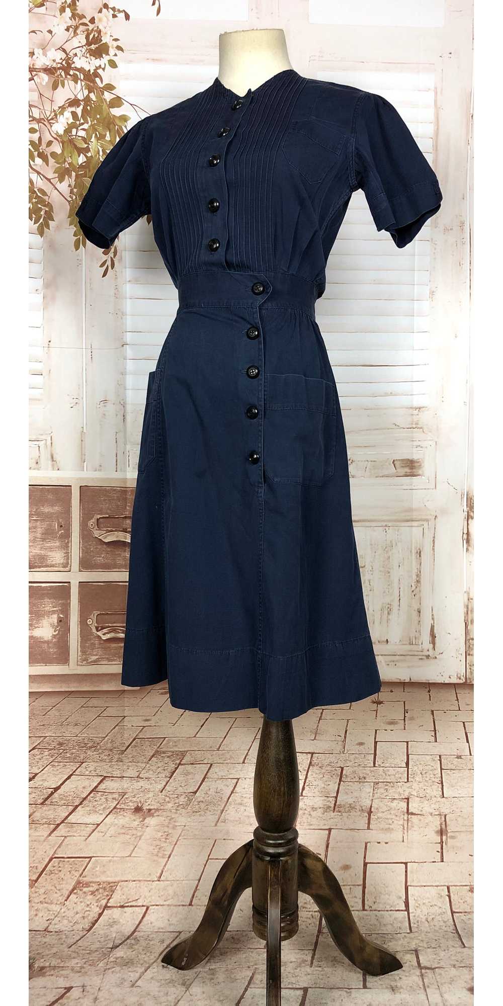 Super Rare Original 1930s Vintage Navy Blue Denim… - image 5