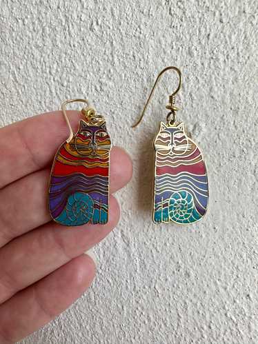 Vintage Laurel Burch Rainbow Cat Earrings