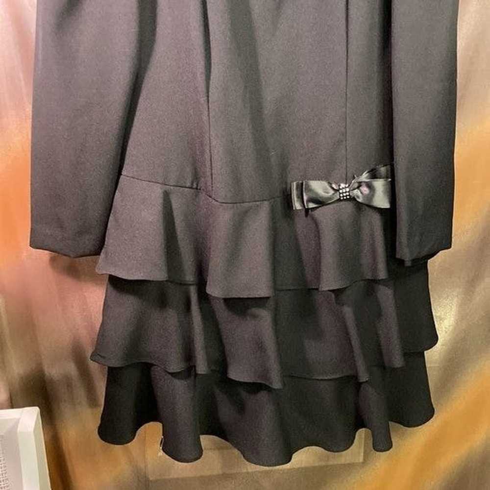 Vintage Vintage 1980’s Black Crepe Layered Dress … - image 3