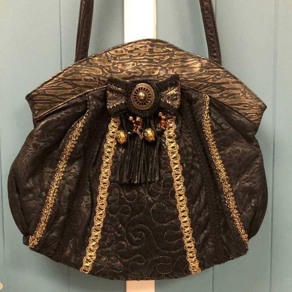 Vintage Viva Bags California BLACK gold Leather S… - image 2