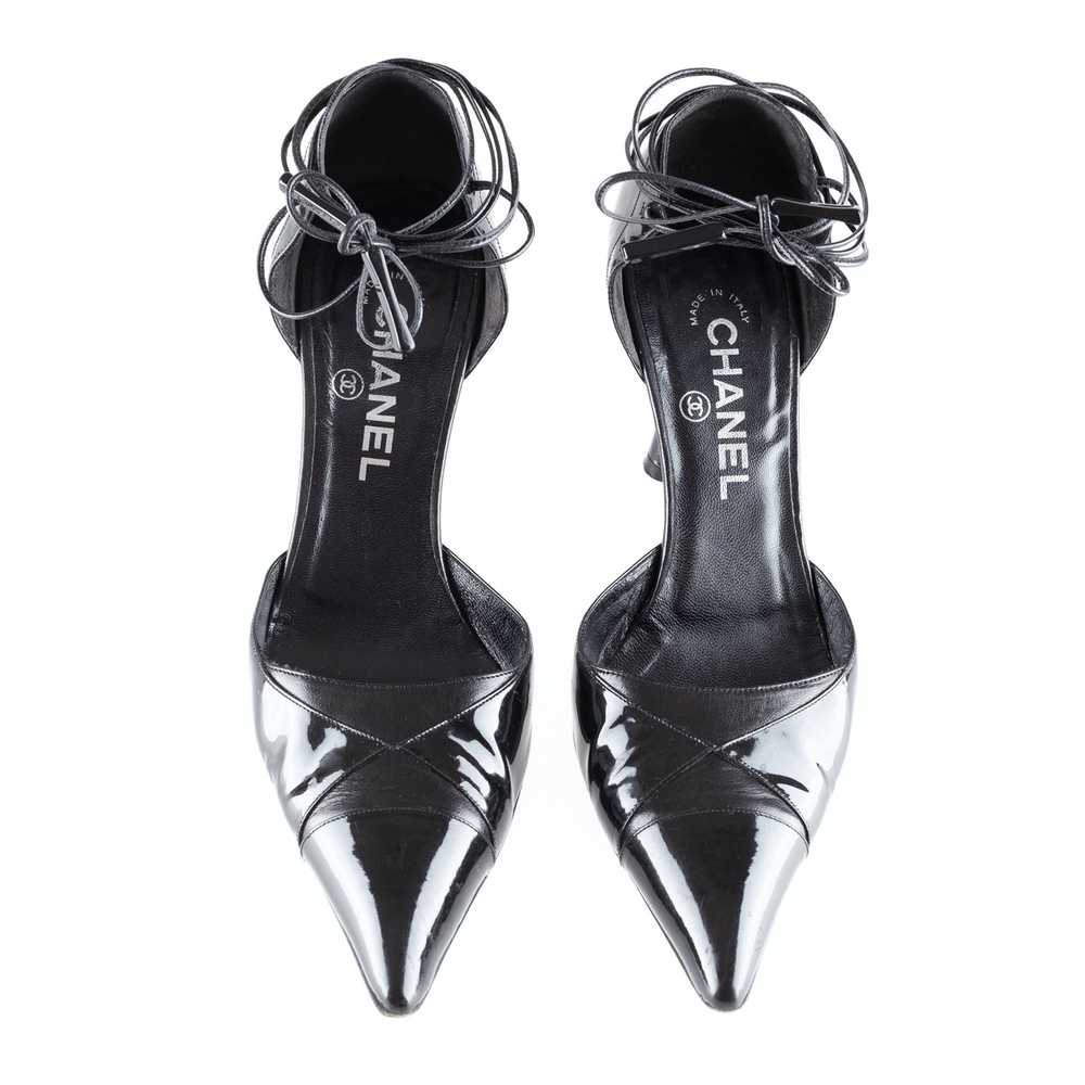 Chanel Chanel Black Leather Pointed Toe Lace Up H… - image 2