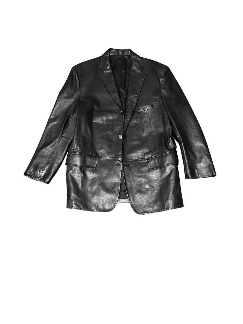 Alfani × Leather Jacket × Vintage Black Leather Blazer - Gem