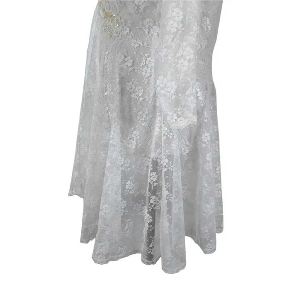 80s Val Mode Sheer Lace Robe Size M/L White Bridal - image 6