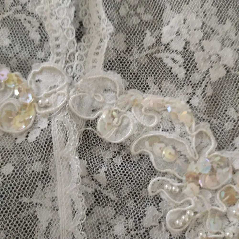 80s Val Mode Sheer Lace Robe Size M/L White Bridal - image 8