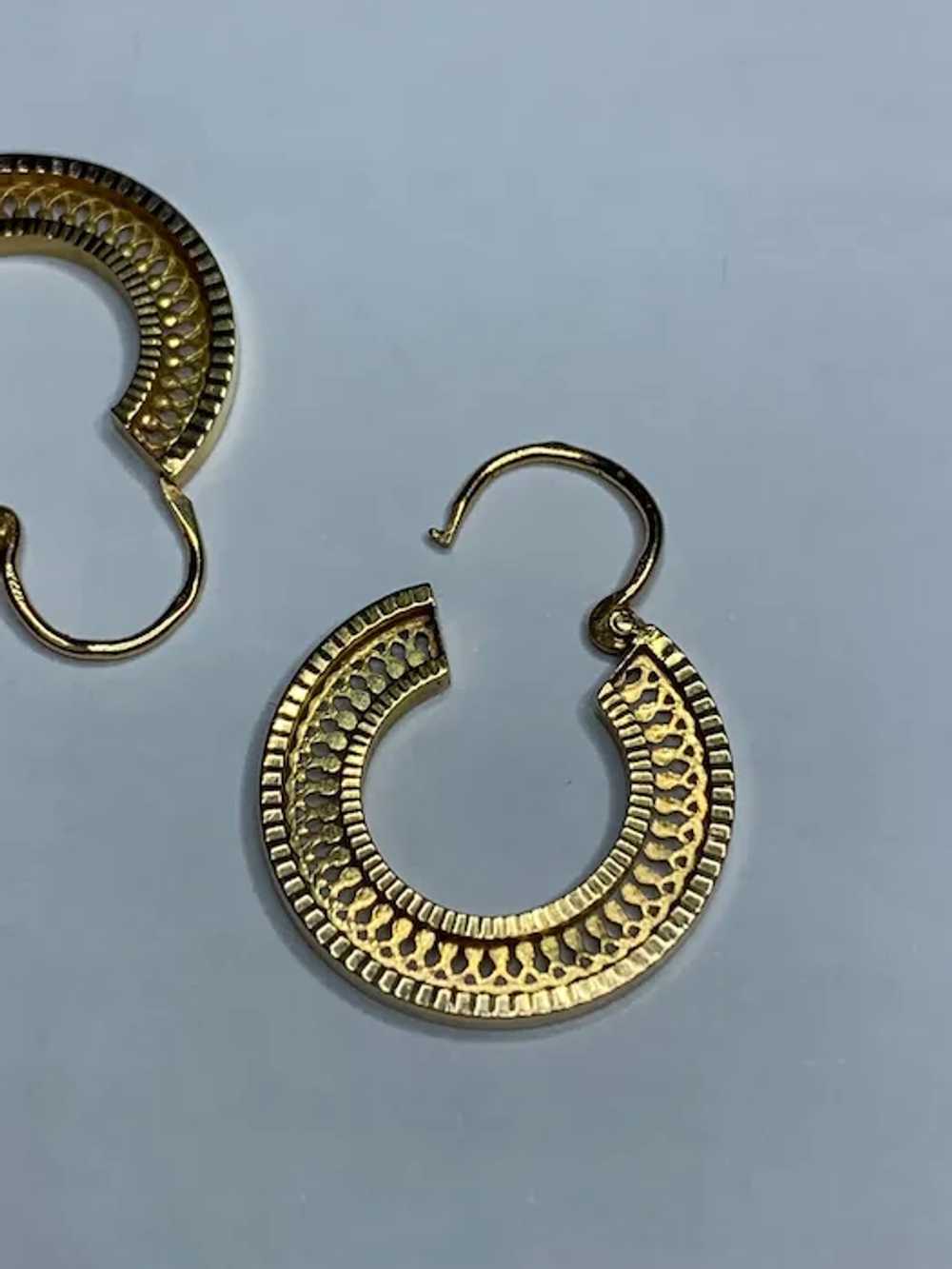 French 18 K gold Creole Earrings - image 2