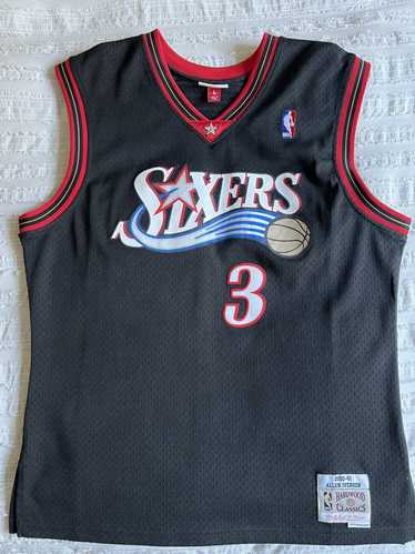 M & N NBA HARDWOOD CLASSIC ALLEN IVERSON #3 LT RED JERSEY — Hats N Stuff