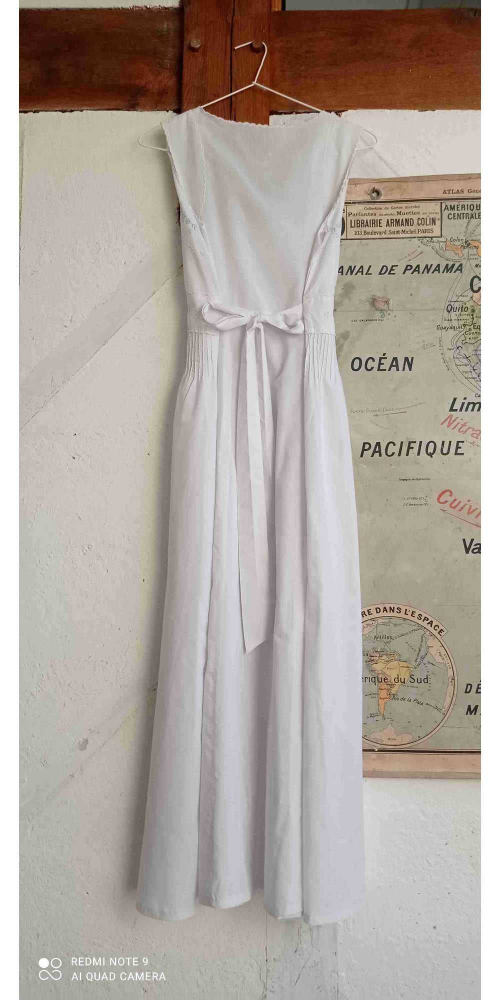 cotton dress - Long white cotton dress with discr… - image 2
