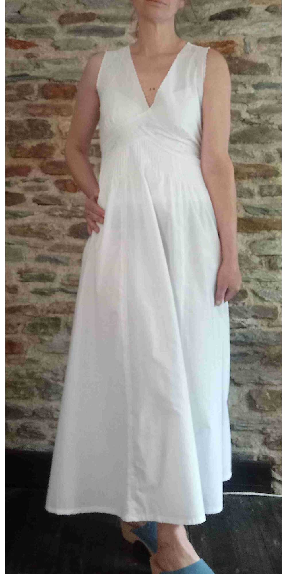 cotton dress - Long white cotton dress with discr… - image 3