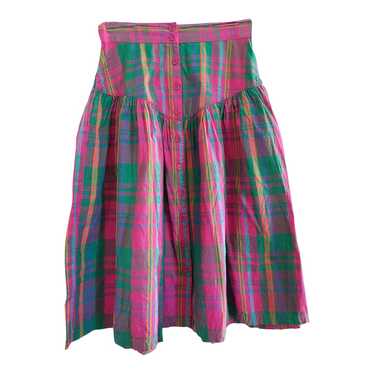 madras skirt - 70's madras skirt with checks in g… - image 1
