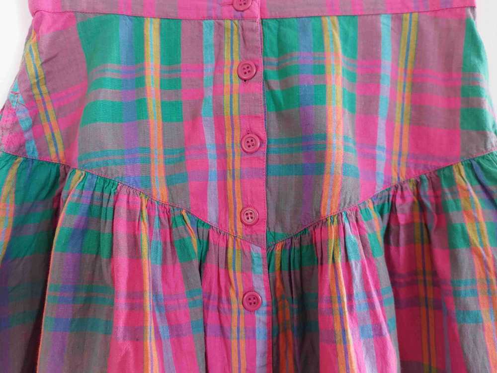 madras skirt - 70's madras skirt with checks in g… - image 2