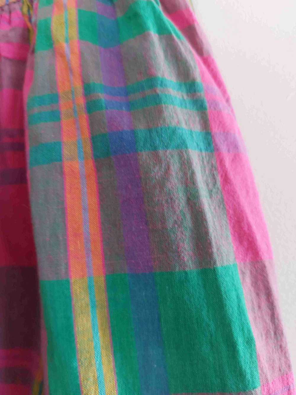 madras skirt - 70's madras skirt with checks in g… - image 3