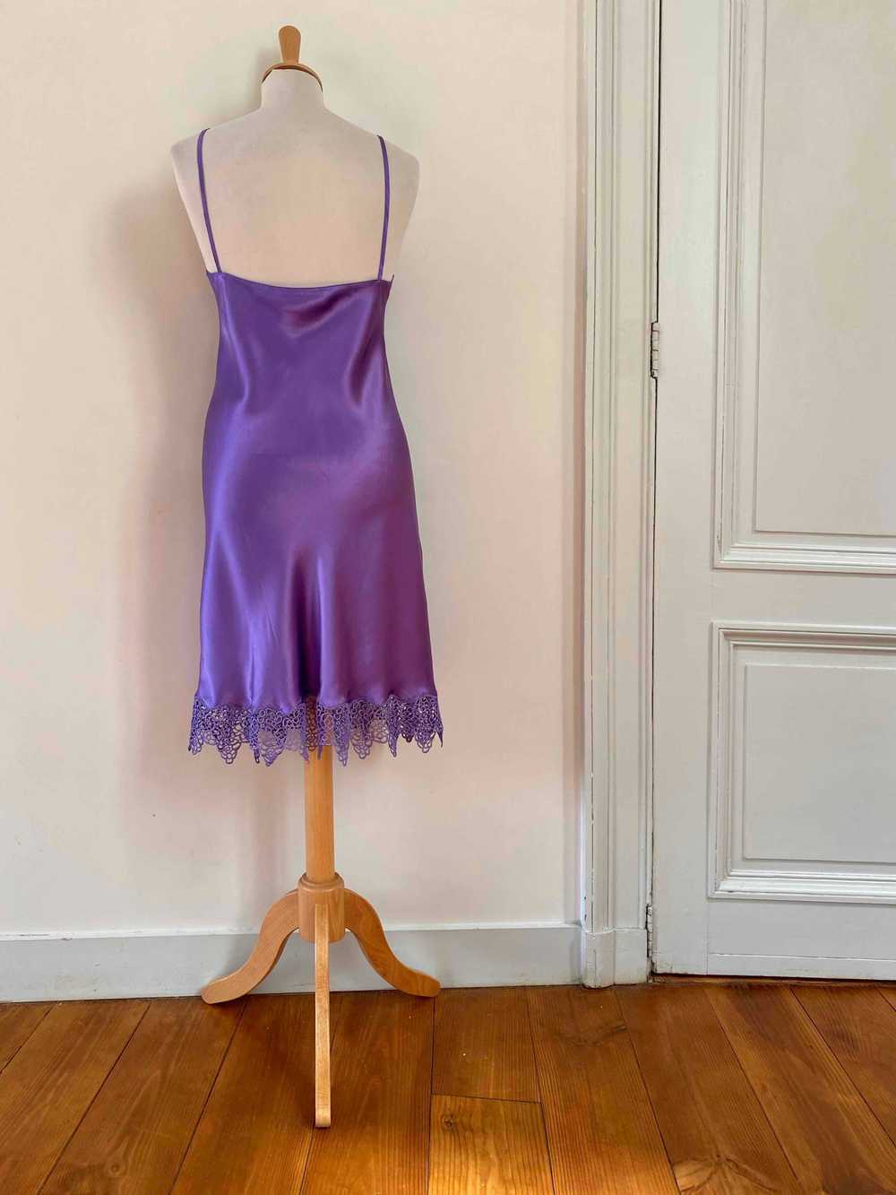 Silk nightie - Purple lilac silk satin nightie, t… - image 6