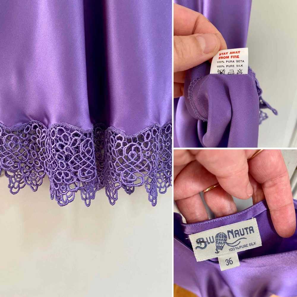 Silk nightie - Purple lilac silk satin nightie, t… - image 7